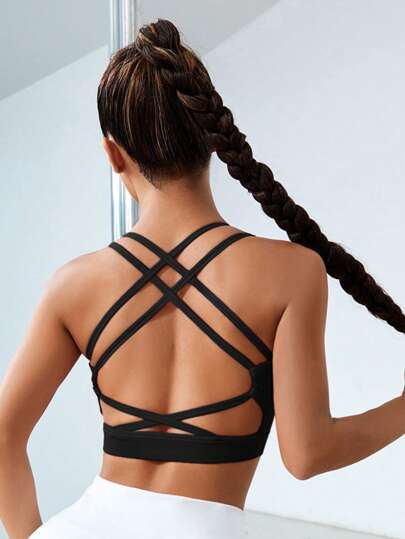 Slayform Light Support Criss Cross Backless Sports Bra Gym Clothes view 3