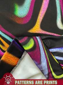 Slaydiva 大码休闲简约全印花紧身裤，适合春秋季节 - 彩色 - 查看 6