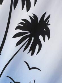 ResortEase Plus Size Men's Palm Tree Print Round Neck Casual Tank Top - Multicolor - View 5