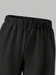 SHEIN 2pcs Set Summer Short Sleeve T-Shirt And Cargo Pants Style Hit  Summer Tops - Black - View 4