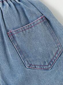 Shorts vaqueros con lazo lindo para niña, casual, cómodo, de moda, adecuado para playa y vestimenta urbana, verano
