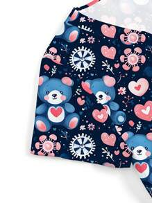 PopScrub Cartoon Bear & Heart Design Women's Set, Short Sleeve Nurse Uniform, Hand Washing Service Uniform Scrub Sets For Women Nurse Scrub Sets Women Women Scrubs Print V Neck Frosted Scrub Top, Casual Short Sleeve Work Wear, Women Sweetheart V-Neck Ruched Blouse, Women Short Sleeve V-Neck Nurse Uniform Shirt With 2 Pockets, Soft Stretchy Ruched Graphic Tee Women's V-Neck Short Sleeve Double Pocket Cute Cartoon Animal Pink Heart Rabbit Print Simple Nurse Uniform Set/Doctor Work Uniform Set/ Examination & Surgery Uniform Set/Solid Color Pet Grooming Work Uniform Set/Nutritionist Work Uniform Short Sleeve Set/Functional Multi-Pocket Lab Work Uniform Set - Blue - View 6