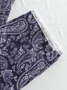 Summer Casual Vintage Floral Print Camisole And Pants 2Pcs Set, Comfortable Home Wear Outfit For Teenage Girls - Multicolor - View 4