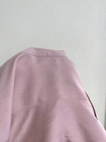 Selianne 方领长袖百褶腰高端女士连衣裙，秋冬长款女士服装秋季女装 - 粉色 - 查看 7