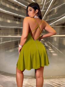 Viva Relle Abito a fascia sexy da donna taglie forti, con colorazione unita e schiena scoperta