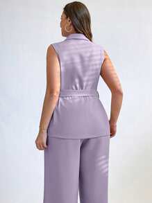 SHEIN Essnce Women's Summer And Autumn Clothes Fall Women Clothes Business Women Clothes Fashion Casual Commuting Vacation Work Office Clothes Business Casual Pride Clothing Plus Size Solid Color Single Breasted Sleeveless Blazer Women Jackets Fall Jackets Women Blazers