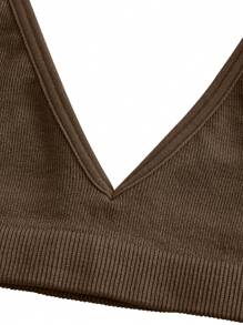 Ocili Leisure Seamless Ribbed Elastic Full-Coverage Bralette For Women No Padding