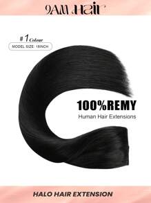 Extensiones de cabello invisible con hilo negro, hilo transparente y ajustable, con 4 clips seguros. Extensiones de cabello recto largo de 12-22 pulgadas con clips invisibles de halo - S1 - Ver 2
