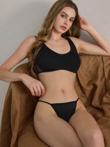 Ocili Leisure 2pcs Set Leisure Soft Satin Simple Thong Panties - Multicolor - View 2