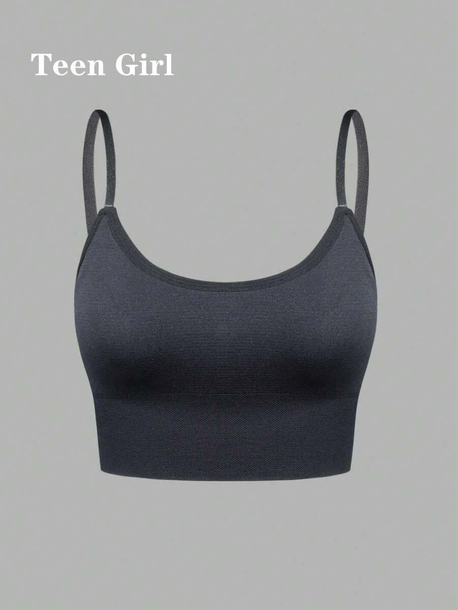 SHEIN 1pc Seamless Camisole Top For Teen Girls - Black - View 1