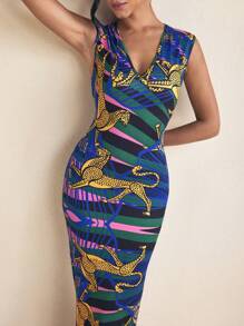 SHAQUITA GARCIA Women's Bohemian Vintage Pattern Print V-Neck Sleeveless Spring/Summer Resort Maxi Dress Boho Sundress