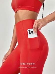 GLOWMODE 24 英寸 FeatherFit™-Sculpt CoreHold 防滑贴身 带骨收腹 无前缝 紧身裤 带侧袋 中等强度健身 慢跑 健身房训练