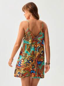 SHEIN LUNE Vestido mini floral con tirantes finos para mujer para vacaciones