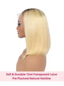 13*4 Short Straight Bob Wigs Frontal Lace 180% Density Human Hair Ombre4/613# Frontal Bob Wig - S4/613 - View 5
