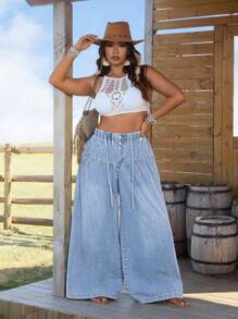 Breezaya 大码女式阔腿牛仔裤，西装