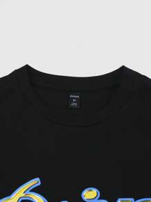 ROMWE MEN Street Life Men's Racing Digital Print Short Sleeve T-Shirt And Shorts Set - Multicolor - View 5