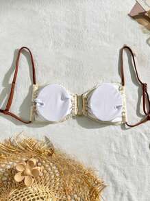 SHEIN Swim Women Textured Sexy Bikini Top, For Summer Beach Vacation