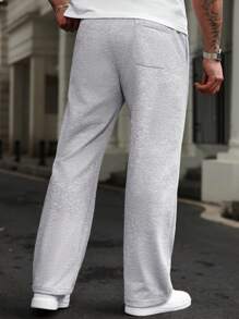 Manfinity CasualCool Pantalones de chándal de unicolor con cordón para hombres de talla grande, sencillos y de moda