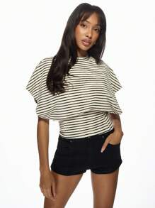 MISSGUIDED Pasiasta szyja Batwing Top z ściśniętą talią Casual Dzianinowy sweter Biurowa moda robocza Basic Jesień Zima Wiosna Essential