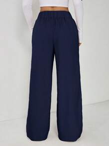 SHEIN PETITE Women's Elegant Double Button Straight Office Pants