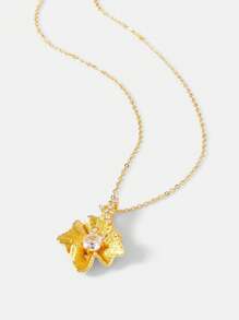 MOTF PREMIUM GOLD PLATED ASYMMETRICAL ZIRCONIA STONE NECKLACE