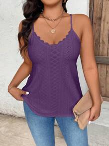 SHEIN LUNE Plus Size Women's Hollow Lace Trim Camisole, Multi-Color