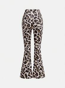SHEIN Young Girls 3pcs Set Leopard Print Moisture Wicking & Sweat Absorbing Wide Leg Pants - Multicolor - View 5