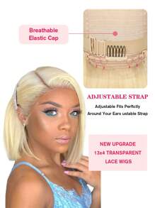 613# Blonde Color Lace Front Wig 10--12inch Short Bob Human Hair Wig 13x4 Transparent Lace Bob Wig For Woman Halloween Costumes - S613 - View 8