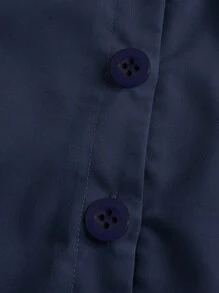 SHEIN EZwear Plus Size Sleeveless Button Decor Simple Casual Dress, For Spring & Summer - Royal Blue - View 3