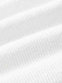 SHEIN BASICS 女士休闲纯色针织短款修身白色吊带背心上衣 - 白色 - 查看 4