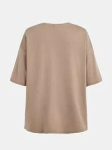 SHEIN Girlism 2pcs Set Tween Girls Casual Minimalist Letter Print Loose Short Sleeve T-Shirt And Flared Pants Graduation Outfit