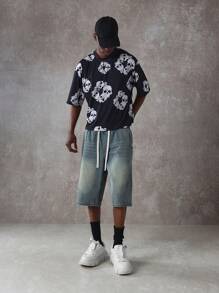 SUMWON Oversized T-Shirt mit Totenkopf-Muster, Gothic Alternative Fashion, kurze Ärmel, Rundhalsausschnitt, lässiger Streetwear-Stil, Halloween-Festival-Party, urbaner Grunge-Stil, Unisex-Oberteil