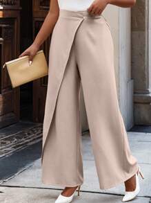 Calvaya Pantalones de unicolor simples y con estilo para tallas grandes, apropiados para el verano - Rosa Pálido - Ver 1