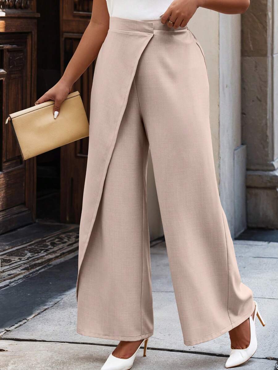 Calvaya Pantalones de unicolor simples y con estilo para tallas grandes, apropiados para el verano - Rosa Pálido - Ver 1