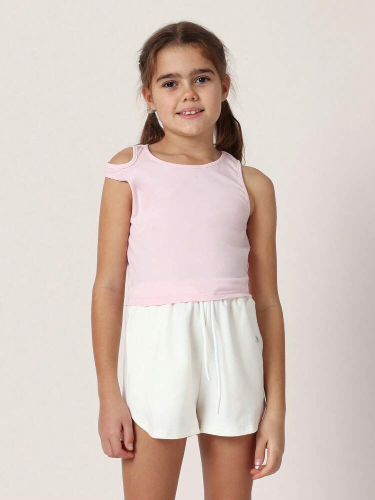 Pink Cropped Sleeveless Basic Tank Top Cami Essential