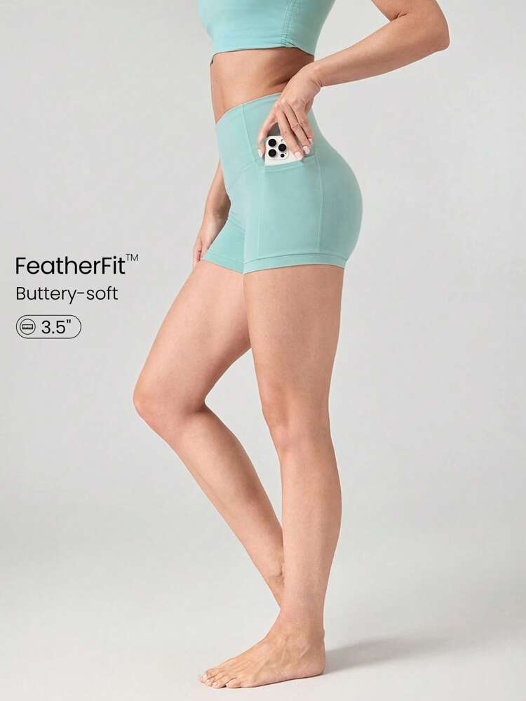 3.5" FeatherFit™ Short Circuit Pocket Biker Shorts With Anti-Slip Low Impact Running Gym Workout Summer