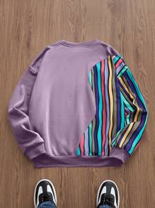 Manfinity VCAY Men's Knitted Casual Loose Fit Long Sleeve Sweatshirt, Fashion Everyday Wear For Young People, Autumn/Winter
