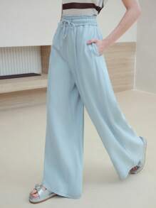 MOTF STUDIO DRAWSTRING WAIST WIDE LEG JEANS