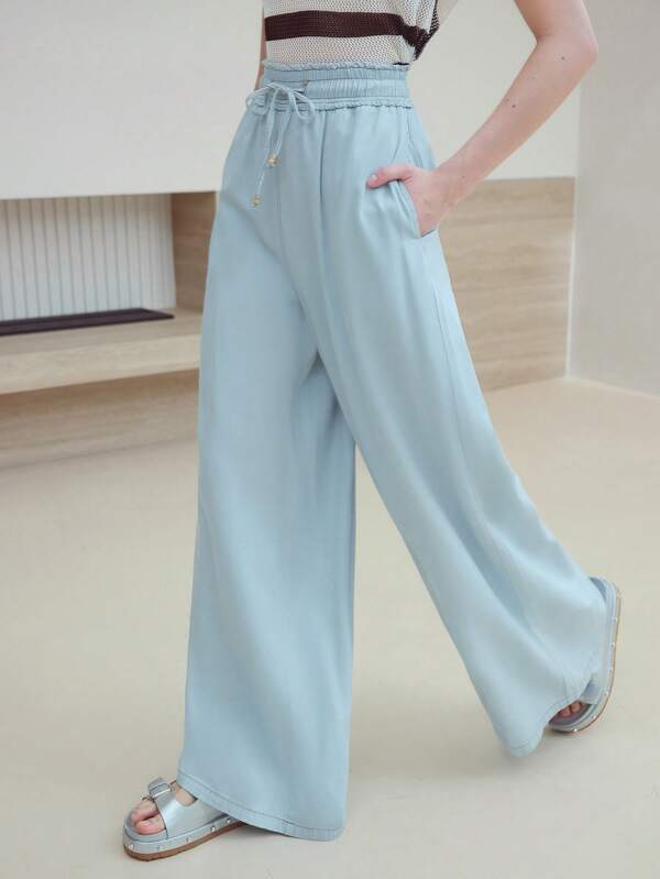 MOTF STUDIO DRAWSTRING WAIST WIDE LEG JEANS