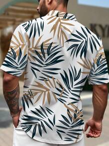 Manfinity RSRT Plus Size Men's Tropical Print Vacation Casual Shirt