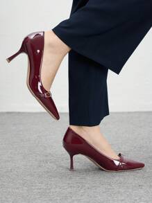 CUCCOO BIZCHIC 女士酒红色高跟鞋 性感细跟尖头高跟鞋 户外日常通勤派对宴会鞋 - 酒紅色 - 查看 3