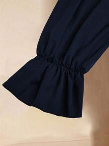 Flirla Plus Size Women Playing Card Graphic Contrast Color Casual Dress - Navy Blue - View 4