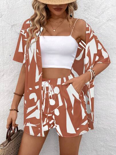 Chiquease Women Short Sleeve Shirt And Shorts Casual Suit, Fashionable For Summer