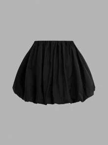 SHEIN 青少年女孩两件套：图案印花短袖短款 T 恤和荷叶边下摆半身裙，休闲装 - 黑與白 - 查看 8
