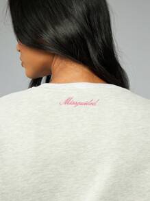 Missguided x Playboy 兔子运动衫家居服休闲街头长袖套头衫可爱个性休闲时尚舒适学院风校园秋冬 - 灰色 - 查看 6