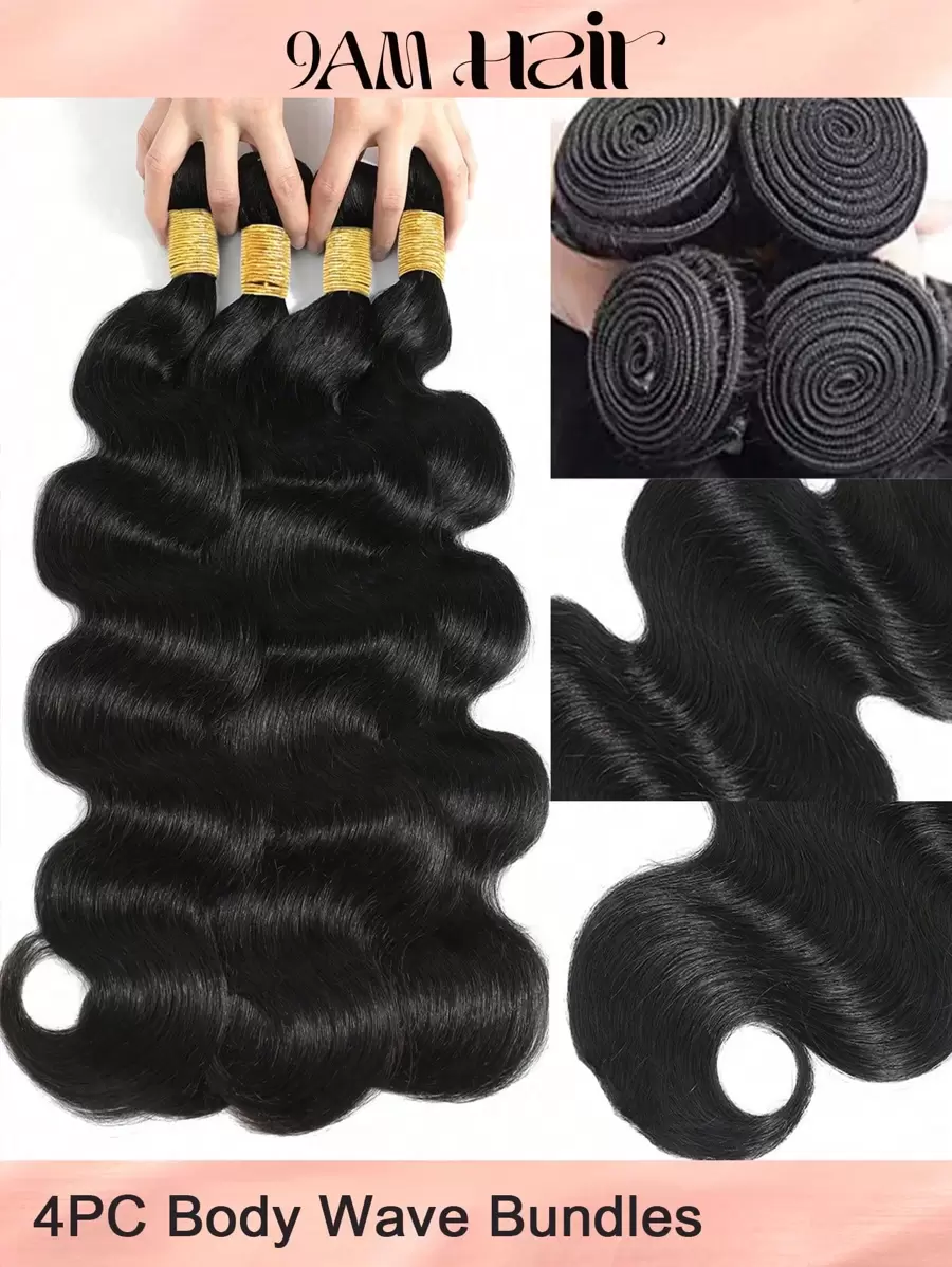 4 bó tóc Body Wave chưa qua xử lý từ tóc người 4 bó tóc người nguyên chất màu đen tự nhiên cho tóc phụ nữ - SNatural - Xem 1