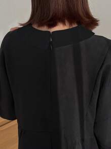 FRIFUL 女士纯色彼得潘领灯笼袖宽松洋娃娃衬衫