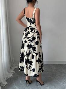 Rafferiza Women's Floral Print Ruffle Hem Spaghetti Strap Dress, Vacation Style - Multicolor - View 2