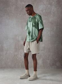 SUMWON Oversized Boxy Tie Dye T-Shirt Casual Summer Festival Streetwear Crew Neck Short Sleeve Grunge Urban Fashion Unisex Tee Cool Comfort - Green - View 3