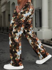 Manfinity LEGND Quần ống đứng thường ngày có dây rút in họa tiết toàn thân cỡ lớn cho nam - Nhiều màu - Xem 2